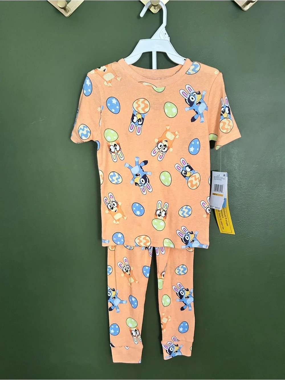 Unisex Kids Size 6 Bluey Easter Two-piece pajama Set NWT